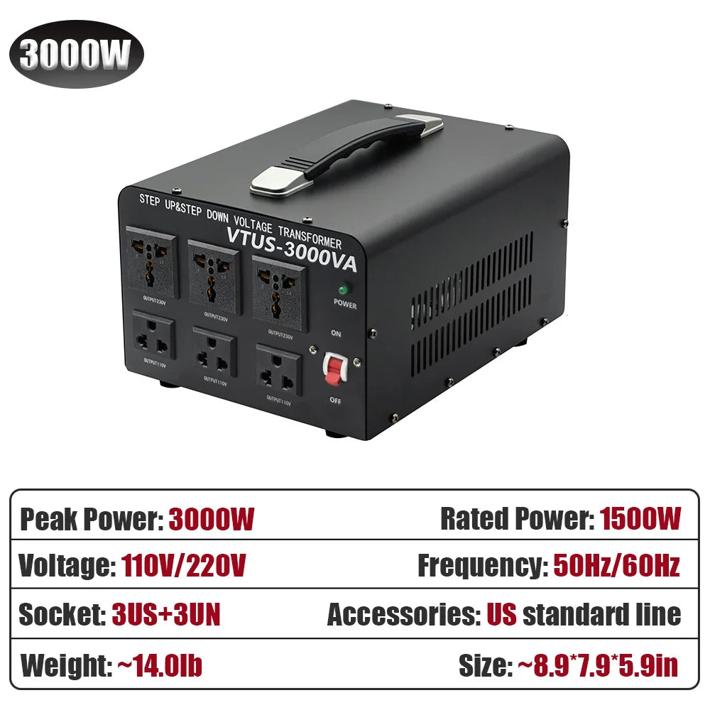 500W-5000W Voltage Converter Step Up & Down 110V to 220V UN/US Socket 50/60Hz Power Transformer For Home Appliance