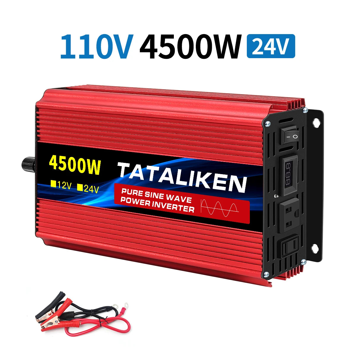 1600w-4500W 12V/24V to AC 110V 60Hz Pure Sine Wave Inverter Car Power Tranfermer Voltage Portable Converter with LED Display