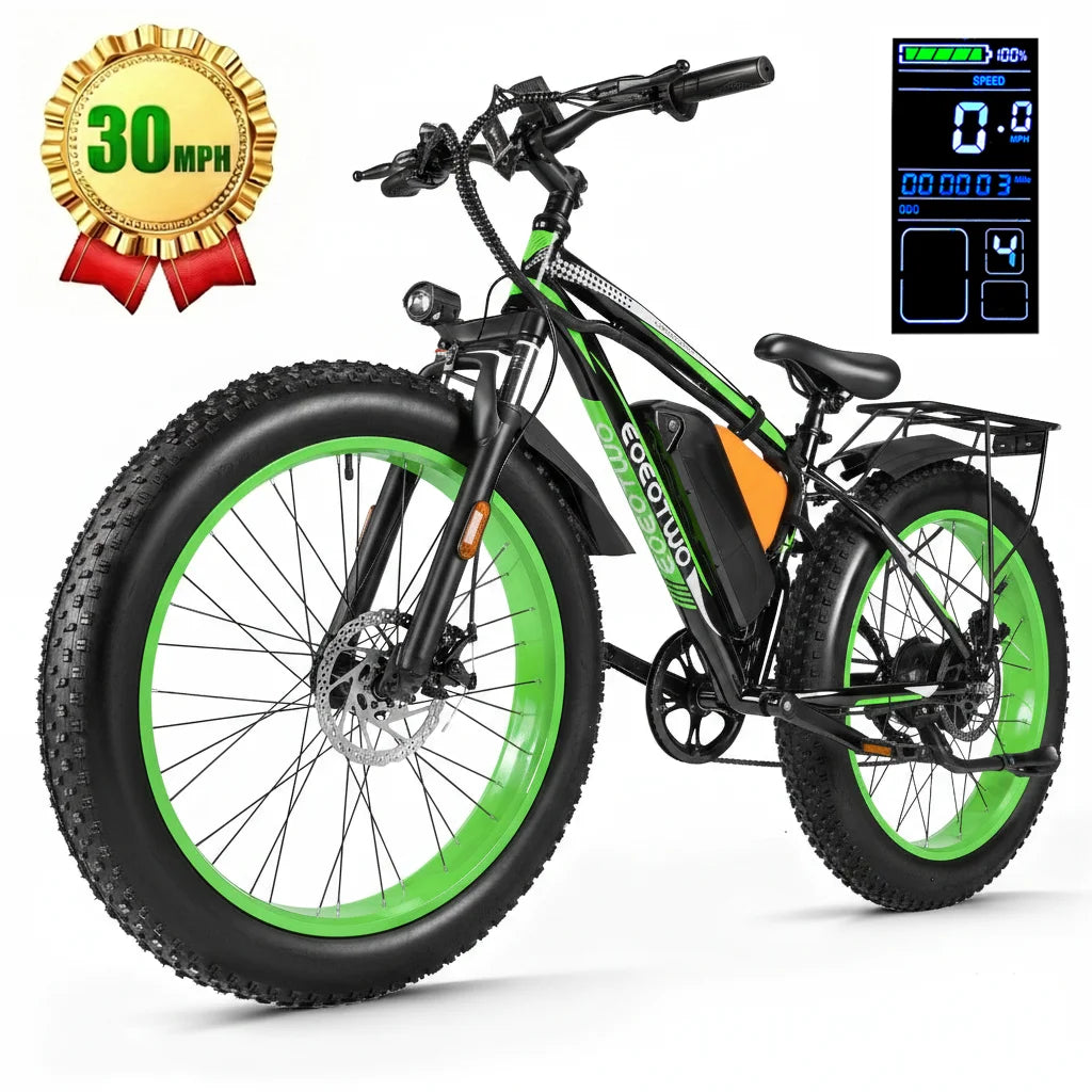 26" Fat Tire Electric Bike for Adults 48V 20Ah Battery 1000W Motor (Peak 1500W)  25-30MPH Fast Mountain Ebike Snow Beach Bicycle