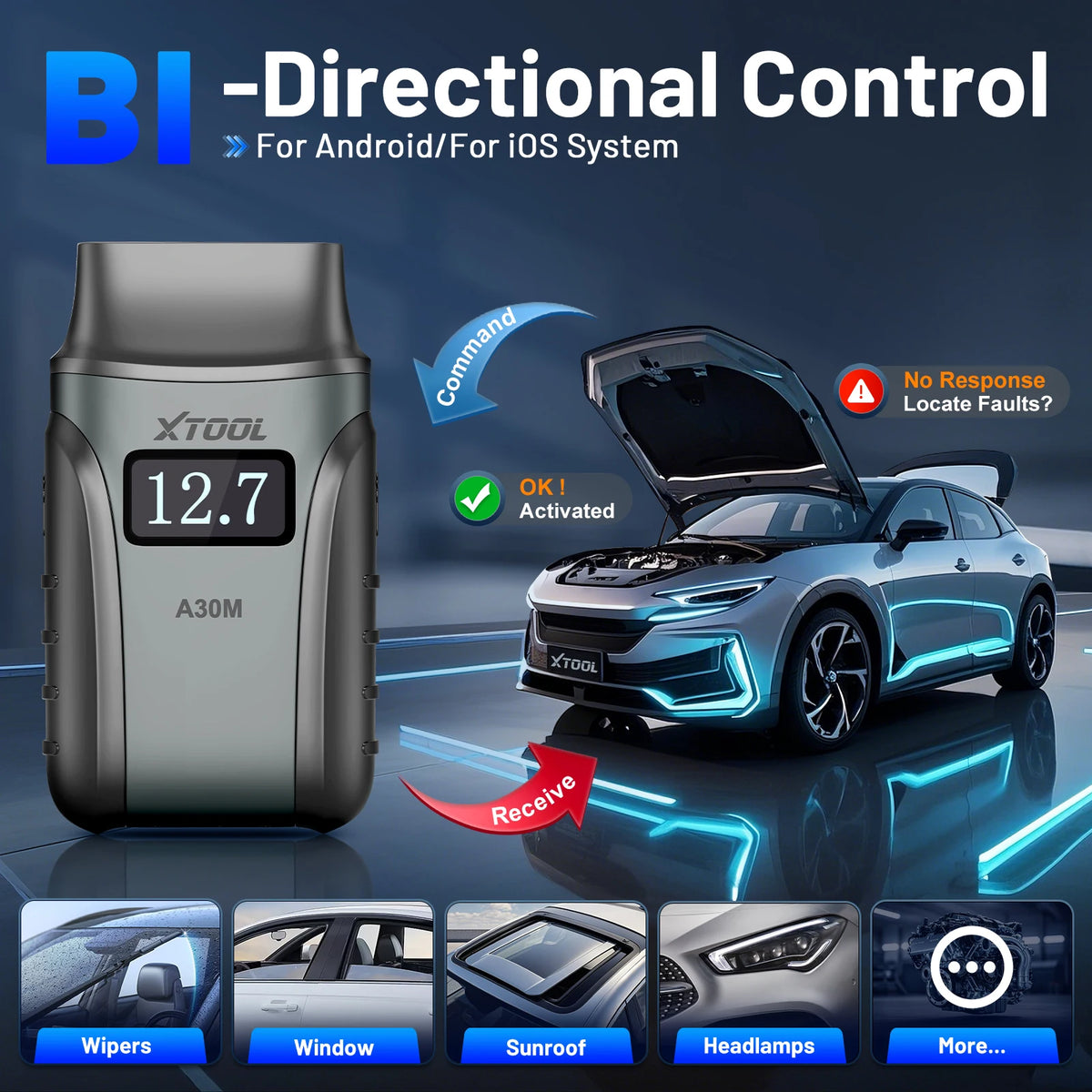 XTOOL A30M V2.0 Kit Full System Diagnostic Tool Bidirectional OBD2 Scanner Auto Scan with 26+Resets FCA CAN Lifetime Free Update