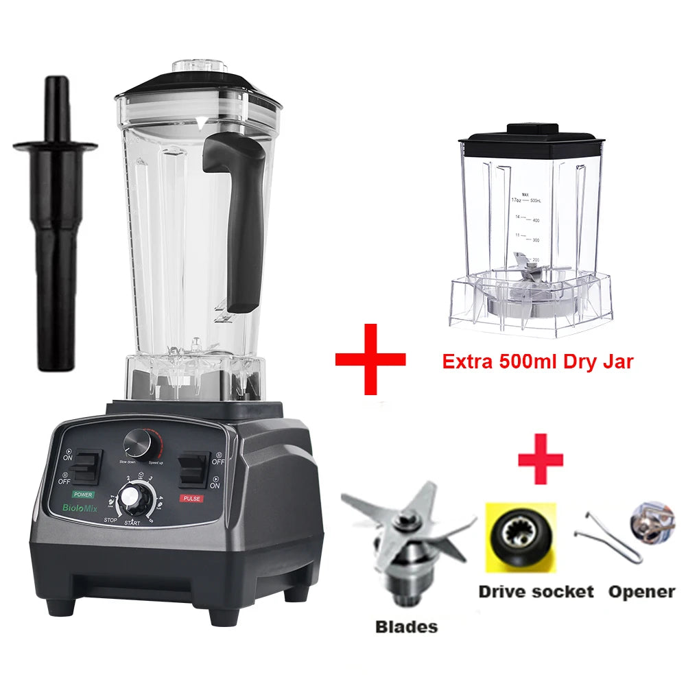 BioloMix 3HP 2200W Heavy Duty Commercial Grade Timer Blender Mixer Juicer Fruit Food Processor Ice Smoothies BPA Free 2L Jar