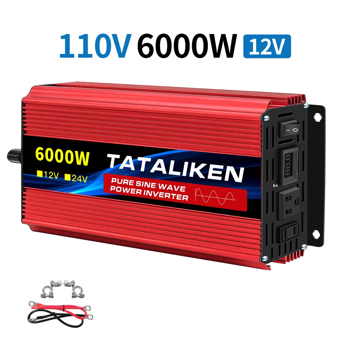 1600w-4500W 12V/24V to AC 110V 60Hz Pure Sine Wave Inverter Car Power Tranfermer  Voltage Portable  Converter with LED Display