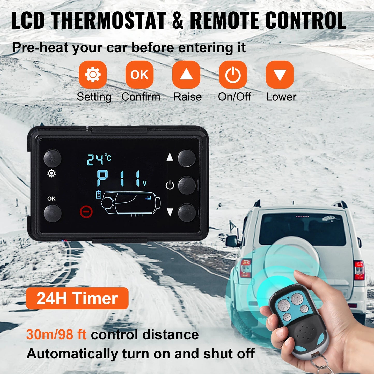 SucceBuy 8KW Diesel Air Heater Muffler Diesel Heater 12V Remote Control Diesel Parking Heater with LCD Switch for Car Truck Boat