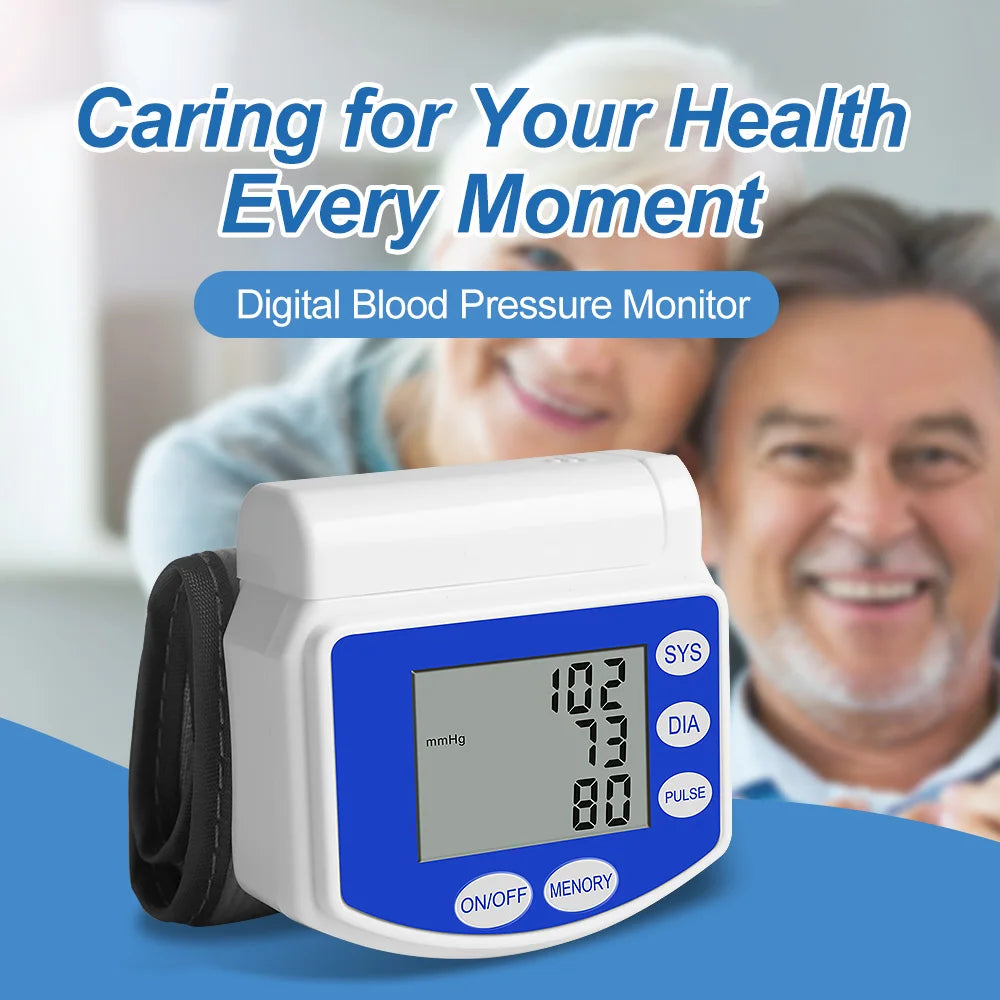 Blood Pressure Monitors for Home Use Rechargeable Wrist Digital BP Machine Cuff with LED Backlit Display, 2 Users with Carrying