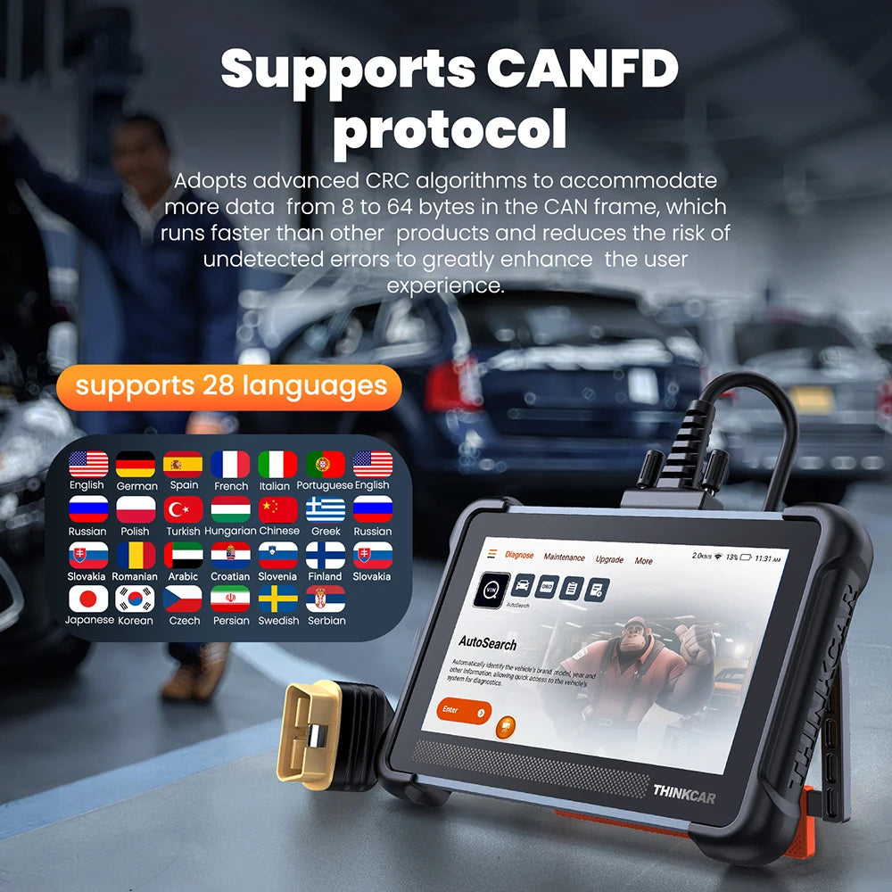 THINKCAR THINKSCAN 672 Professional Car Diagnostic Tool CANFD Bi-directional 28 Reset IMMO Full System Free Auto Obd2 Scanners