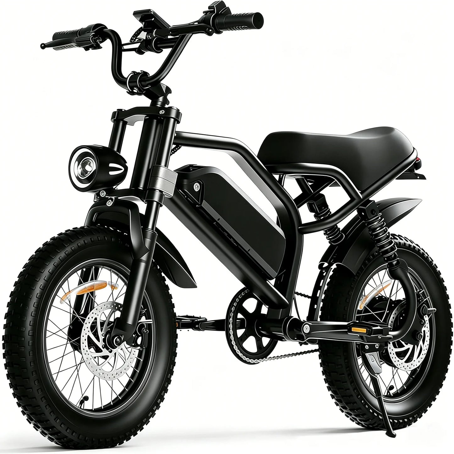 Spacewalk  16" Electric Bike for Adults/Teens, Peak 1500W & 65 Miles Long Range, 48V 15.6Ah Battery, Up to 28Mph, Full Suspension Fat Tire All-Terrain EBike on Mountains,Snow,Sand