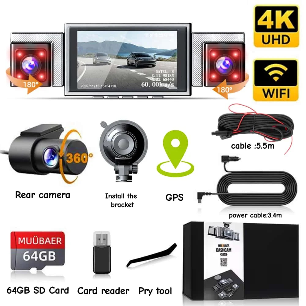 10"IPS Touch Screen Mirror Dash Cam Front and Rear, 4K Dual Recording, AHD Backup Camera, Night Vision, G-Sensor. Limited Time