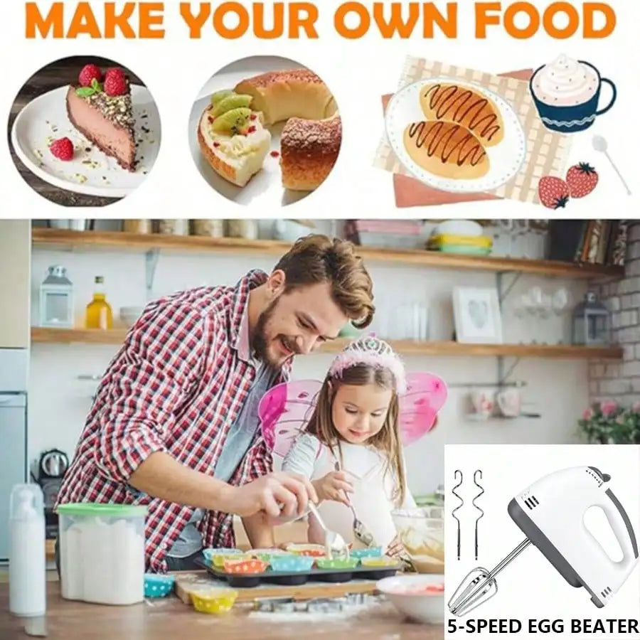 Electric Handheld Egg Beater, Stand Mixer, Small Automatic Cream Whipping Machine For Home Baking, 5 Speed Settings, Electric Egg Beater For Home Use, Handheld Electric Egg Beater.