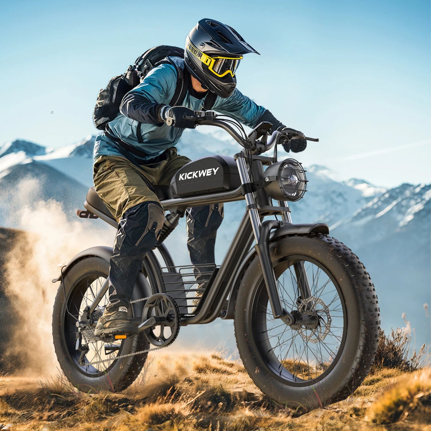 KICKWEY K7 Electric Bike, 3000W Off-Road Electric Bicycle, Full Suspension E-Bike, 20" Fat Tire All-Terrain Electric Dirt Bike