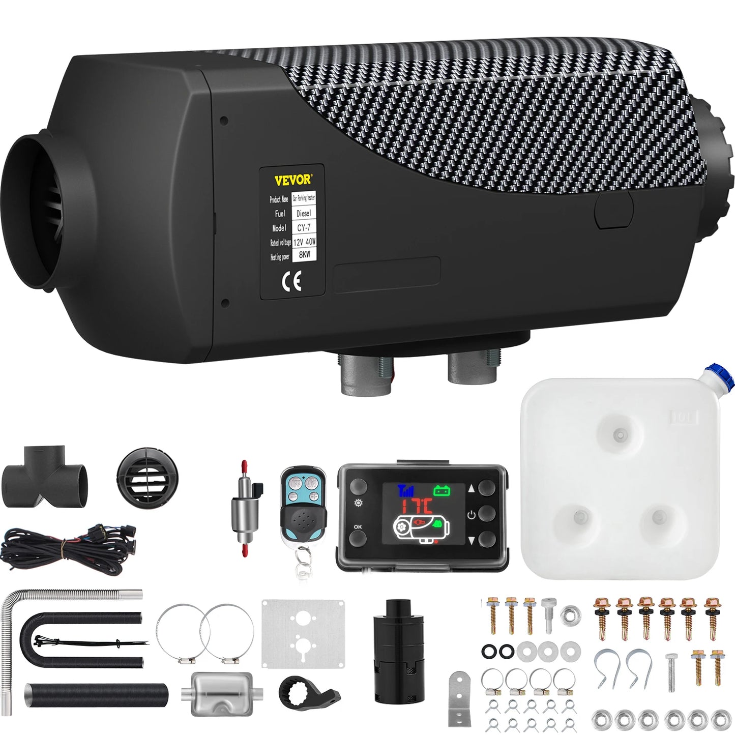 SucceBuy 8KW Diesel Air Heater Muffler Diesel Heater 12V Remote Control Diesel Parking Heater with LCD Switch for Car Truck Boat