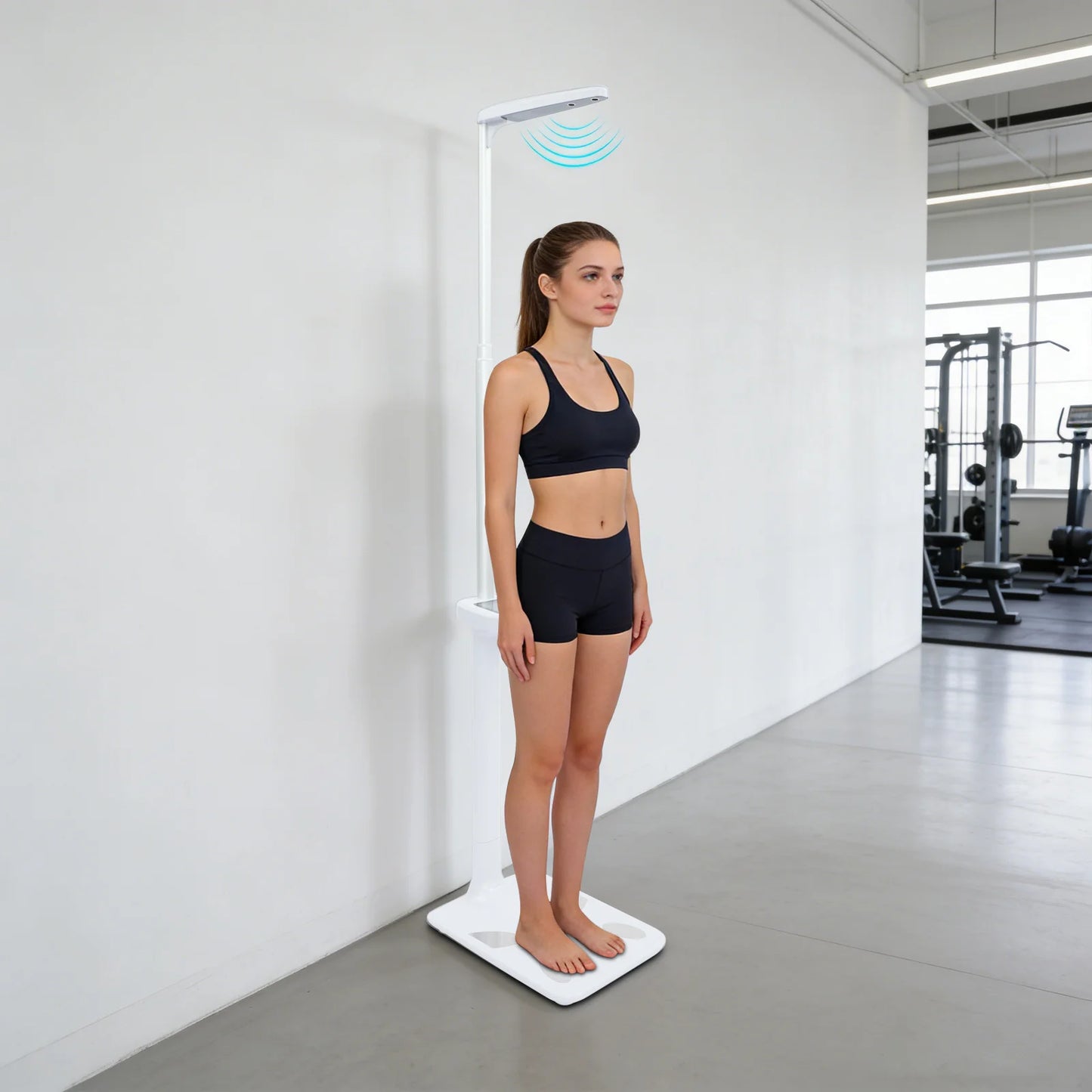 Electronic Height and Weight Scale, Ultrasonic Digital Body Measuring Device 440 lbs, Bluetooth BMI Monitor for Fitness Health
