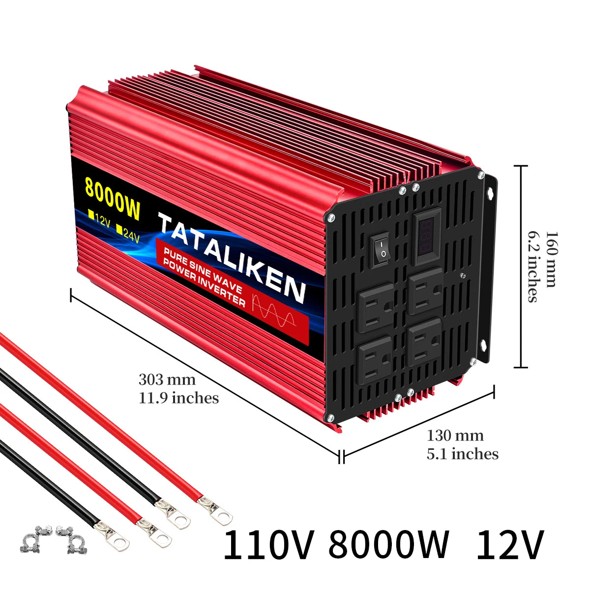 1600w-4500W 12V/24V to AC 110V 60Hz Pure Sine Wave Inverter Car Power Tranfermer  Voltage Portable  Converter with LED Display