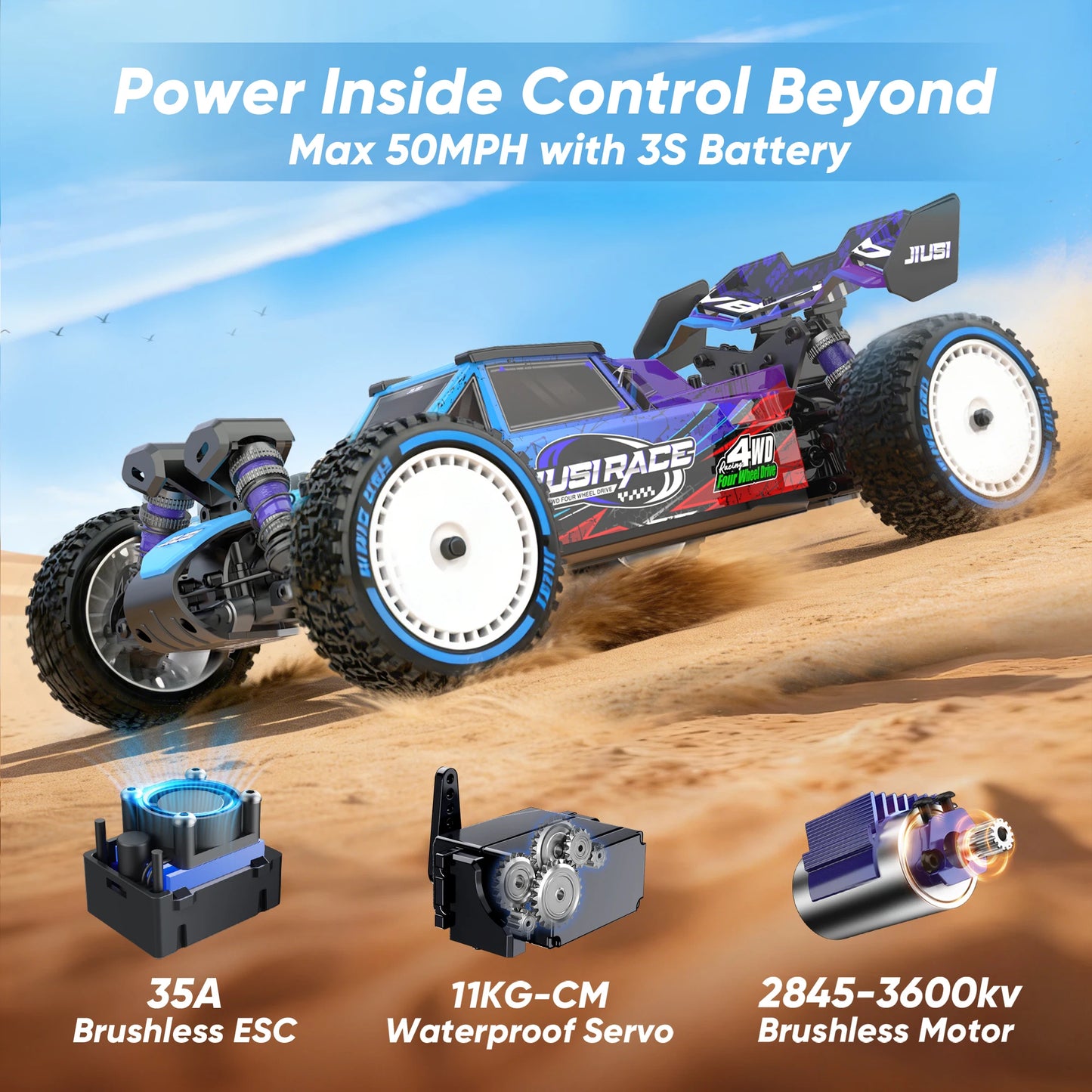 JIUSI WB12 PRO 1/12 Racing Car 4WD High Speed 80KM/H Brushless Remote Control Car Off-road Competitive Drift RC Car Toy Kid Gift