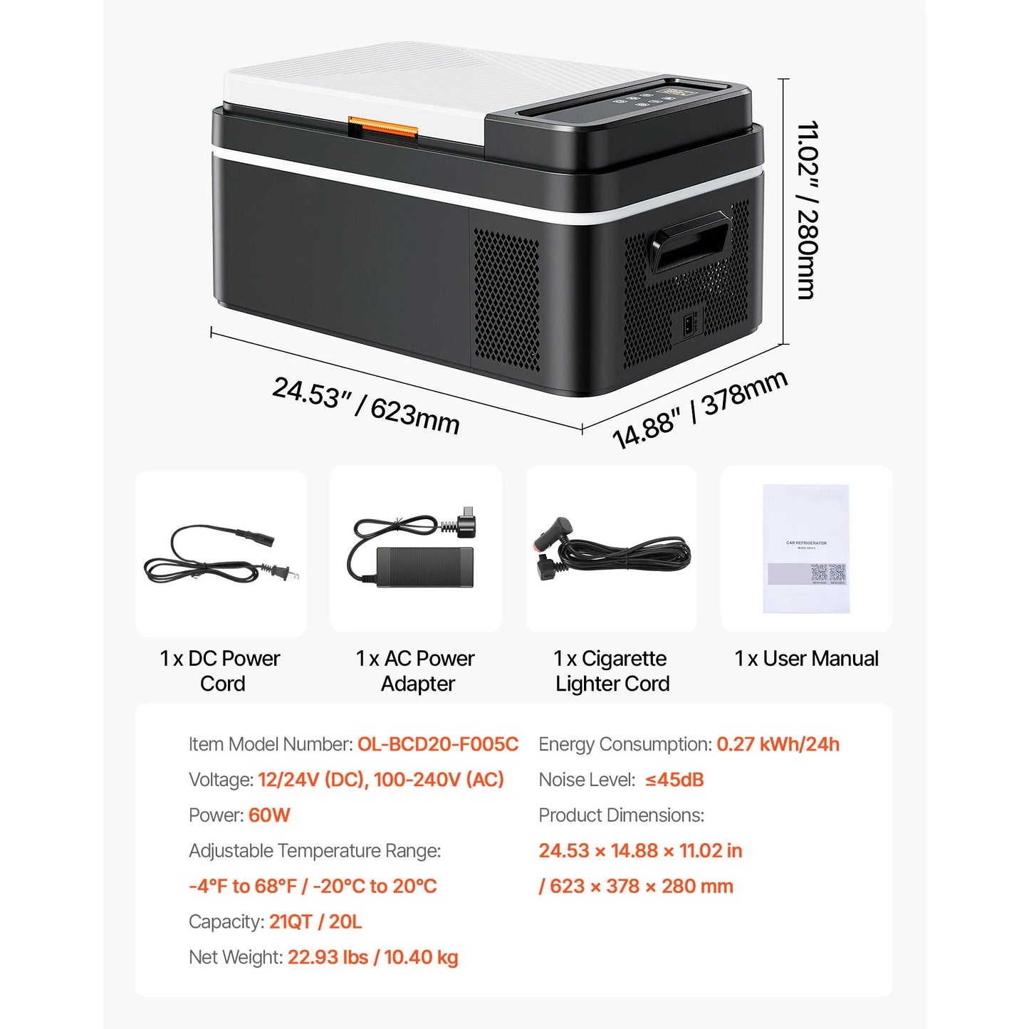 SucceBuy 15L - 55L Car Refrigerator Mini Fridge Freezer Portable Compressor Cooler DC 110-240V Ice Box for Camping RV Travel