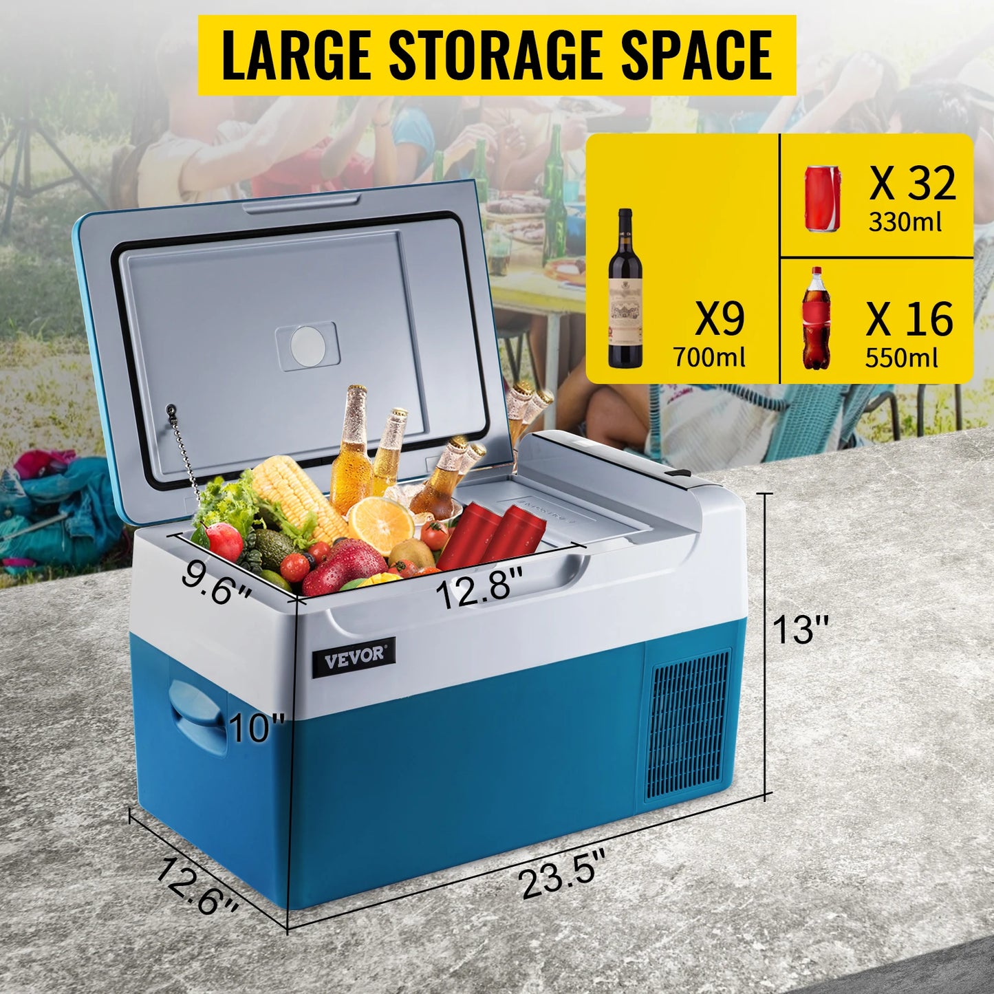 SucceBuy 15L - 55L Car Refrigerator Mini Fridge Freezer Portable Compressor Cooler DC 110-240V Ice Box for Camping RV Travel