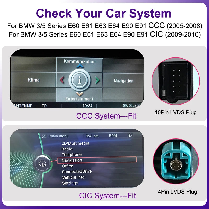 AUTOTOP 8.8" Wireless CarPlay Android Auto Car Multimedia Display for BMW 3 Series E90 E91 E92 E93 5 Series E60 E61 Touch Screen