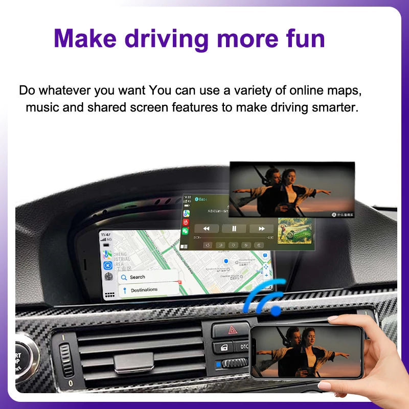 AUTOTOP 8.8" Wireless CarPlay Android Auto Car Multimedia Display for BMW 3 Series E90 E91 E92 E93 5 Series E60 E61 Touch Screen