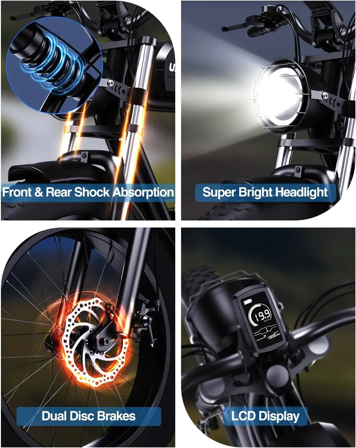 KICKWEY K7 Electric Bike, 3000W Off-Road Electric Bicycle, Full Suspension E-Bike, 20" Fat Tire All-Terrain Electric Dirt Bike