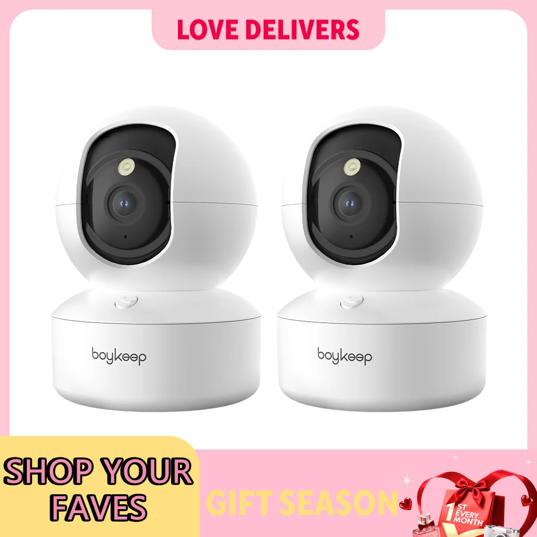 BoyKeep 2PCS Upgrade Camera Pet & Baby Surveillance Motion Capture 5G/2.4GHz, View Remotely 360° Night Vision Pan & Tilt 2-Way A