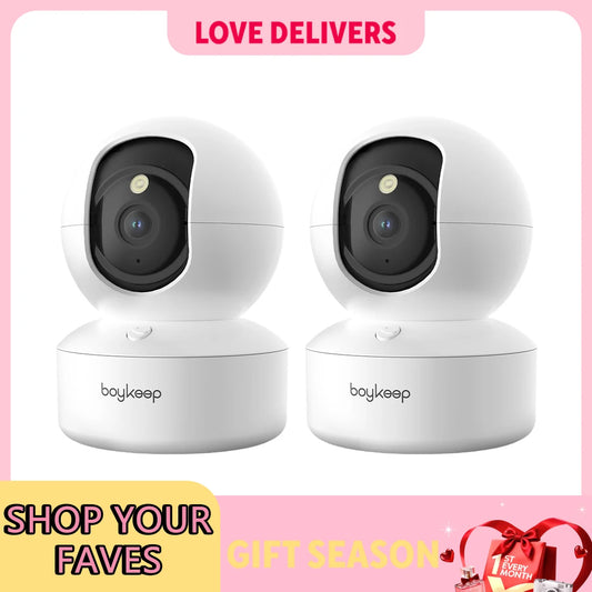 BoyKeep 2PCS Upgrade Camera Pet & Baby Surveillance Motion Capture 5G/2.4GHz, View Remotely 360° Night Vision Pan & Tilt 2-Way A
