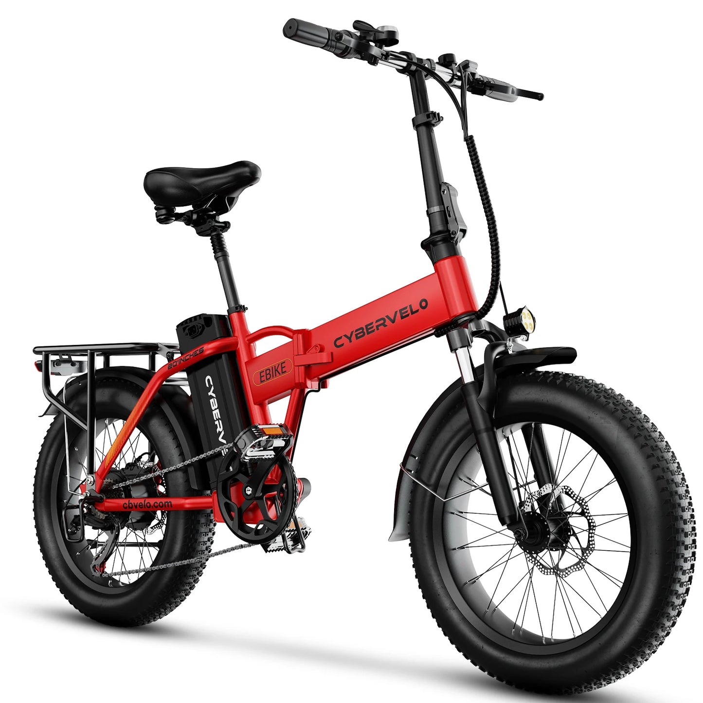 1000W Electric Bike for Adults Cybervelo EK4 Folding 48V 20.8Ah/50Ah 30+MPH 80Miles 20" Fat Tire 7-Speed Off Road E-bike