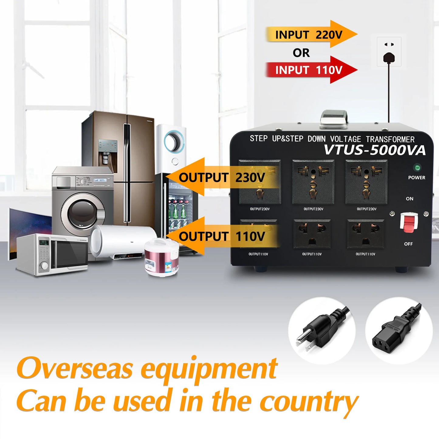 500W-5000W Voltage Converter Step Up & Down 110V to 220V UN/US Socket 50/60Hz Power Transformer For Home Appliance
