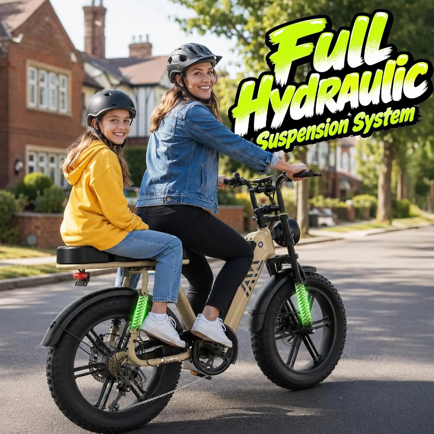 TST R00C 1500W Electric Bike, 48V 15Ah, 28 MPH, 50-60 Miles Range, 20" Fat Tires, Rear Seat