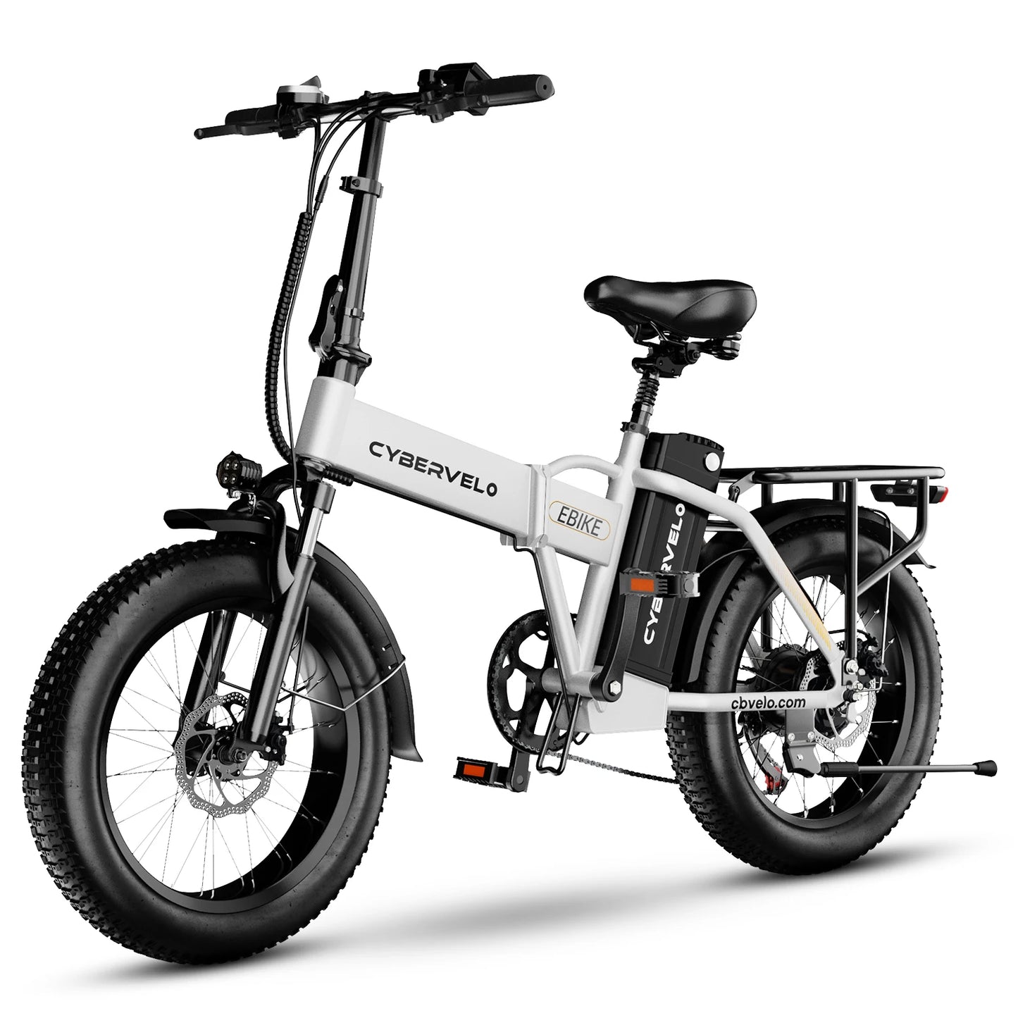 1000W Electric Bike for Adults Cybervelo EK4 Folding 48V 20.8Ah/50Ah 30+MPH 80Miles 20" Fat Tire 7-Speed Off Road E-bike