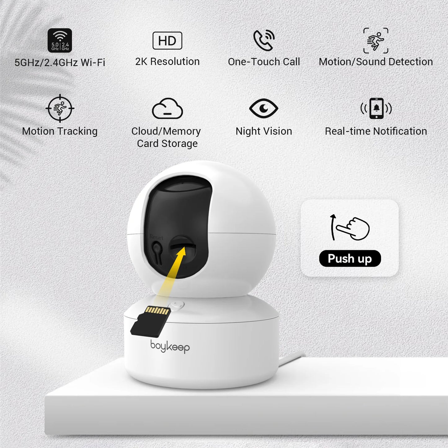BoyKeep 3MP 5G/2.4GHz WiFi Indoor Home Security IP Smart Baby Monitor Camera Automatic Tracking 24/7 Video Surveillance Camera