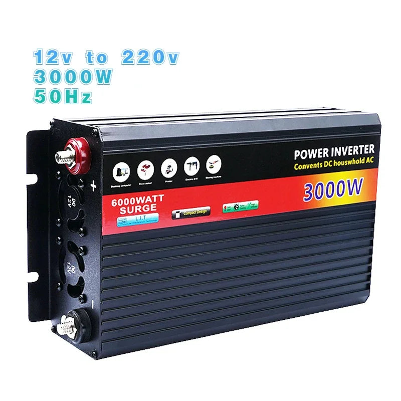 12V/24V DC To AC 220V Power Inverter Car Inverter Voltage Converter 2000W/3000W with USB Car Charger for Auto Home