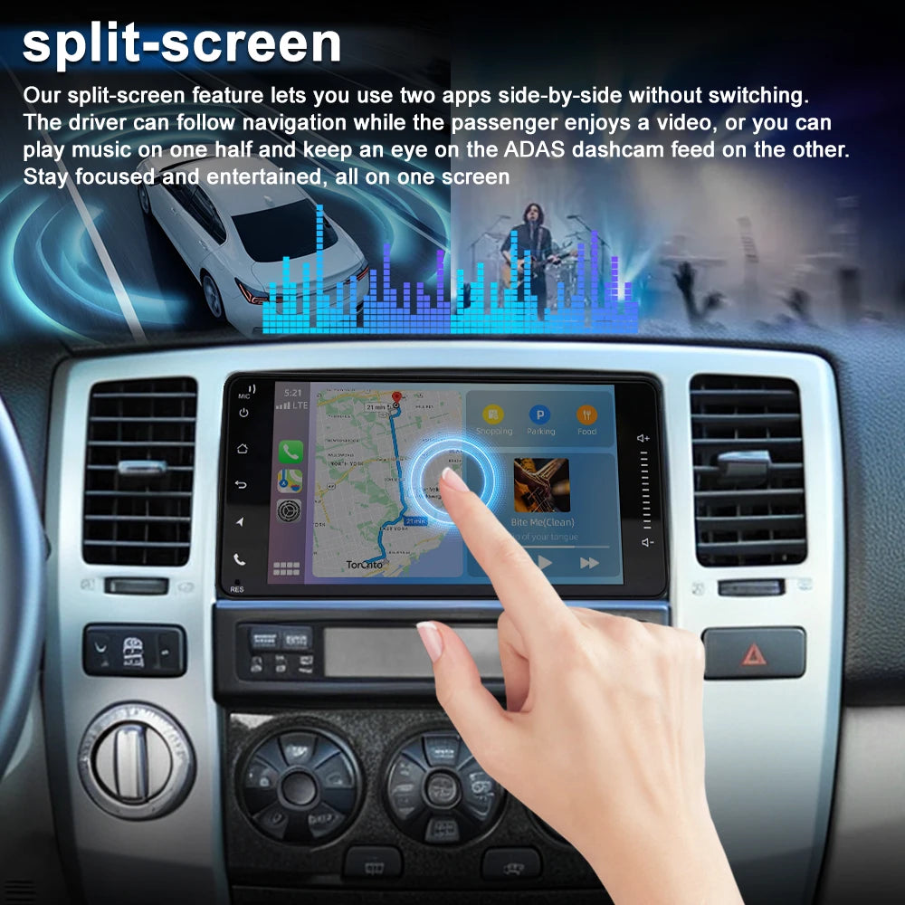 7In 2DIN Universal Vehicle Android 15 Car Stereo Radio 2+32G For Toyota 4Runner 2003-2009 Multimedia Player GPS Navigation With Carplay Android Auto Bluetooth AHD Camera