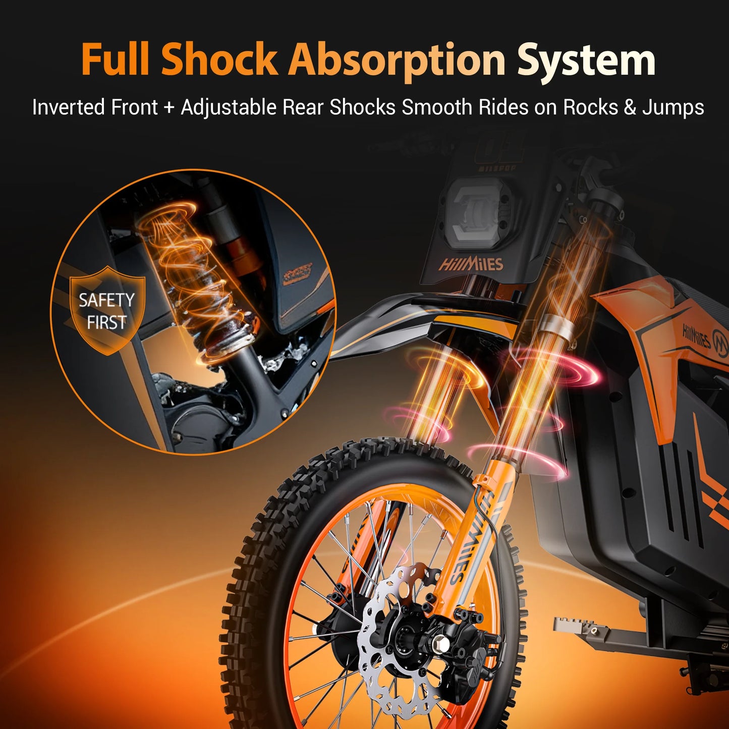 HillMiles MilePop Electric Dirt Bike Teens Adults, 2000W 48V E-Bike with Dual Suspension, Hydraulic Brakes, Off-Road Tires
