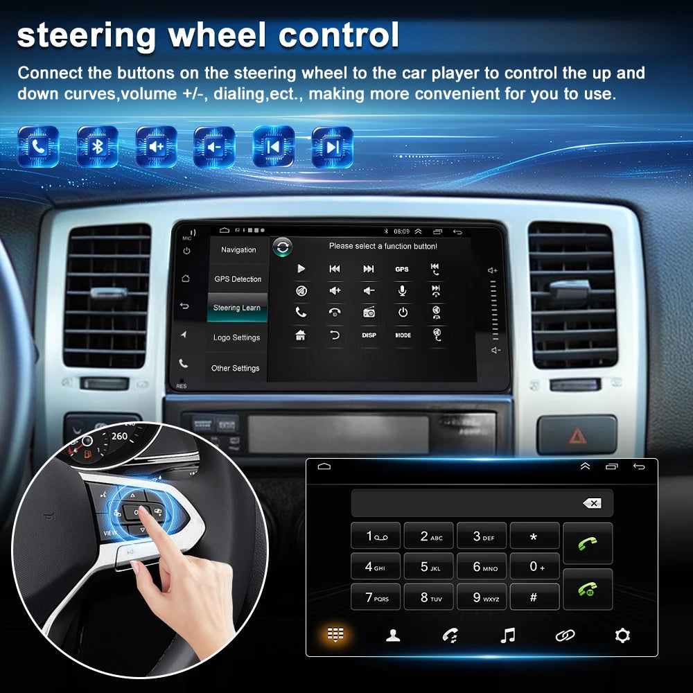 7In 2DIN Universal Vehicle Android 15 Car Stereo Radio 2+32G For Toyota 4Runner 2003-2009 Multimedia Player GPS Navigation With Carplay Android Auto Bluetooth AHD Camera