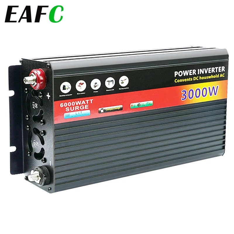 12V/24V DC To AC 220V Power Inverter Car Inverter Voltage Converter 2000W/3000W with USB Car Charger for Auto Home
