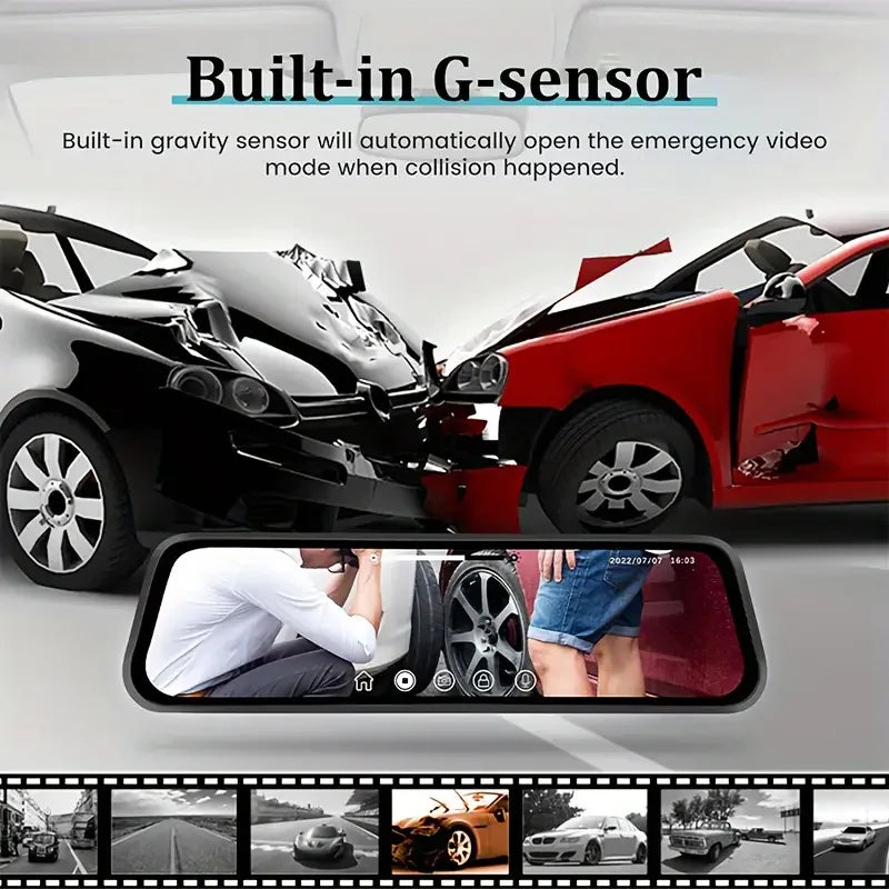 10"IPS Touch Screen Mirror Dash Cam Front and Rear, 4K Dual Recording, AHD Backup Camera, Night Vision, G-Sensor. Limited Time