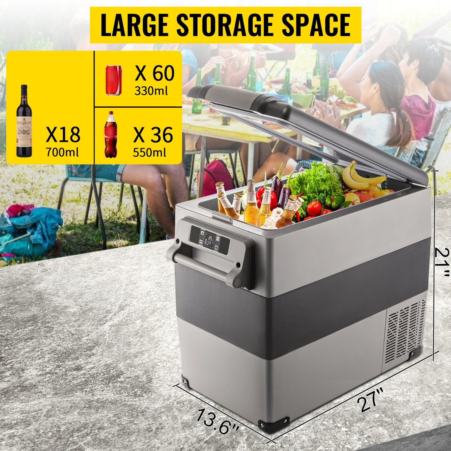 SucceBuy 15L - 55L Car Refrigerator Mini Fridge Freezer Portable Compressor Cooler DC 110-240V Ice Box for Camping RV Travel