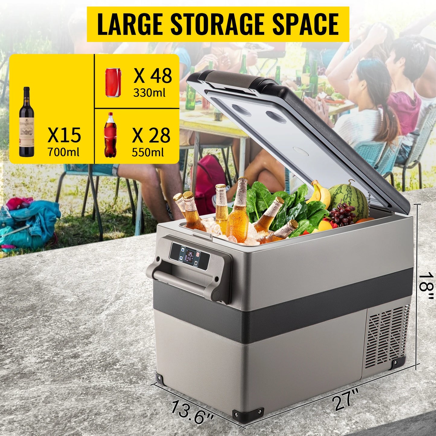 SucceBuy 15L - 55L Car Refrigerator Mini Fridge Freezer Portable Compressor Cooler DC 110-240V Ice Box for Camping RV Travel