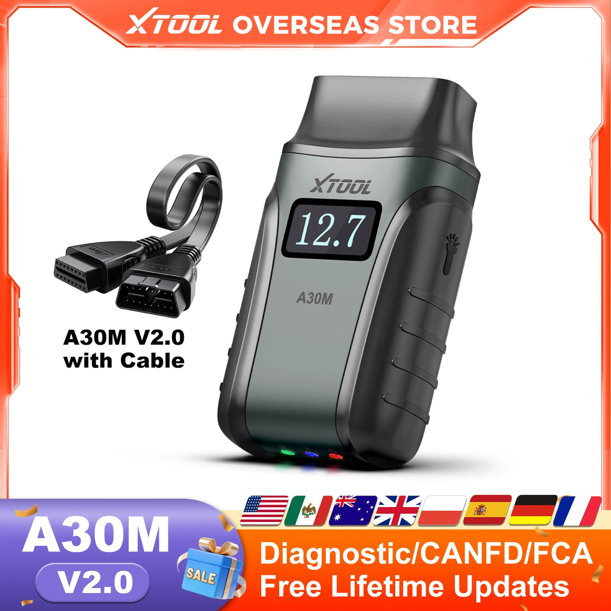 XTOOL A30M V2.0 Kit Full System Diagnostic Tool Bidirectional OBD2 Scanner Auto Scan with 26+Resets FCA CAN Lifetime Free Update