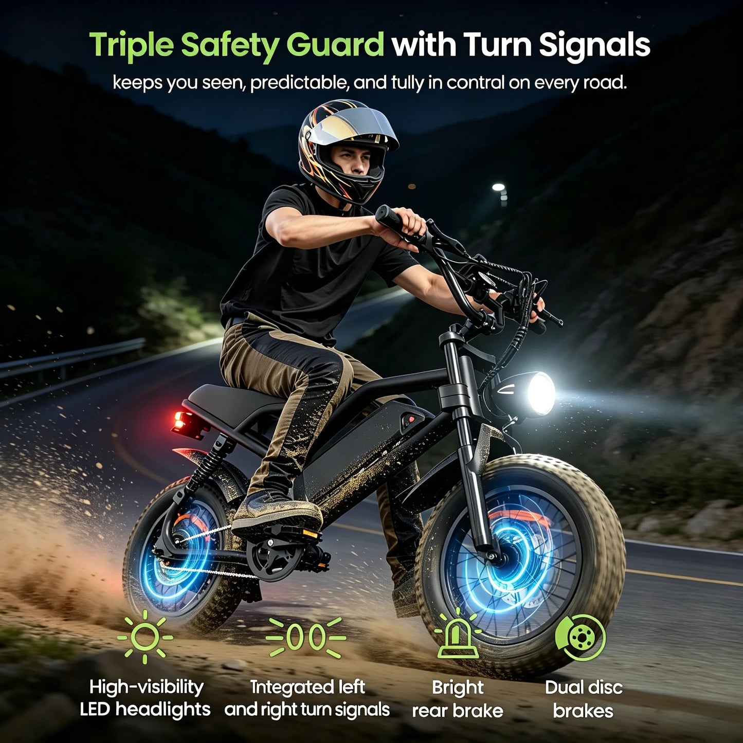 Spacewalk  16" Electric Bike for Adults/Teens, Peak 1500W & 65 Miles Long Range, 48V 15.6Ah Battery, Up to 28Mph, Full Suspension Fat Tire All-Terrain EBike on Mountains,Snow,Sand
