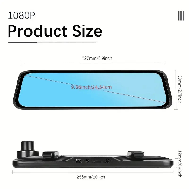 10"IPS Touch Screen Mirror Dash Cam Front and Rear, 4K Dual Recording, AHD Backup Camera, Night Vision, G-Sensor. Limited Time