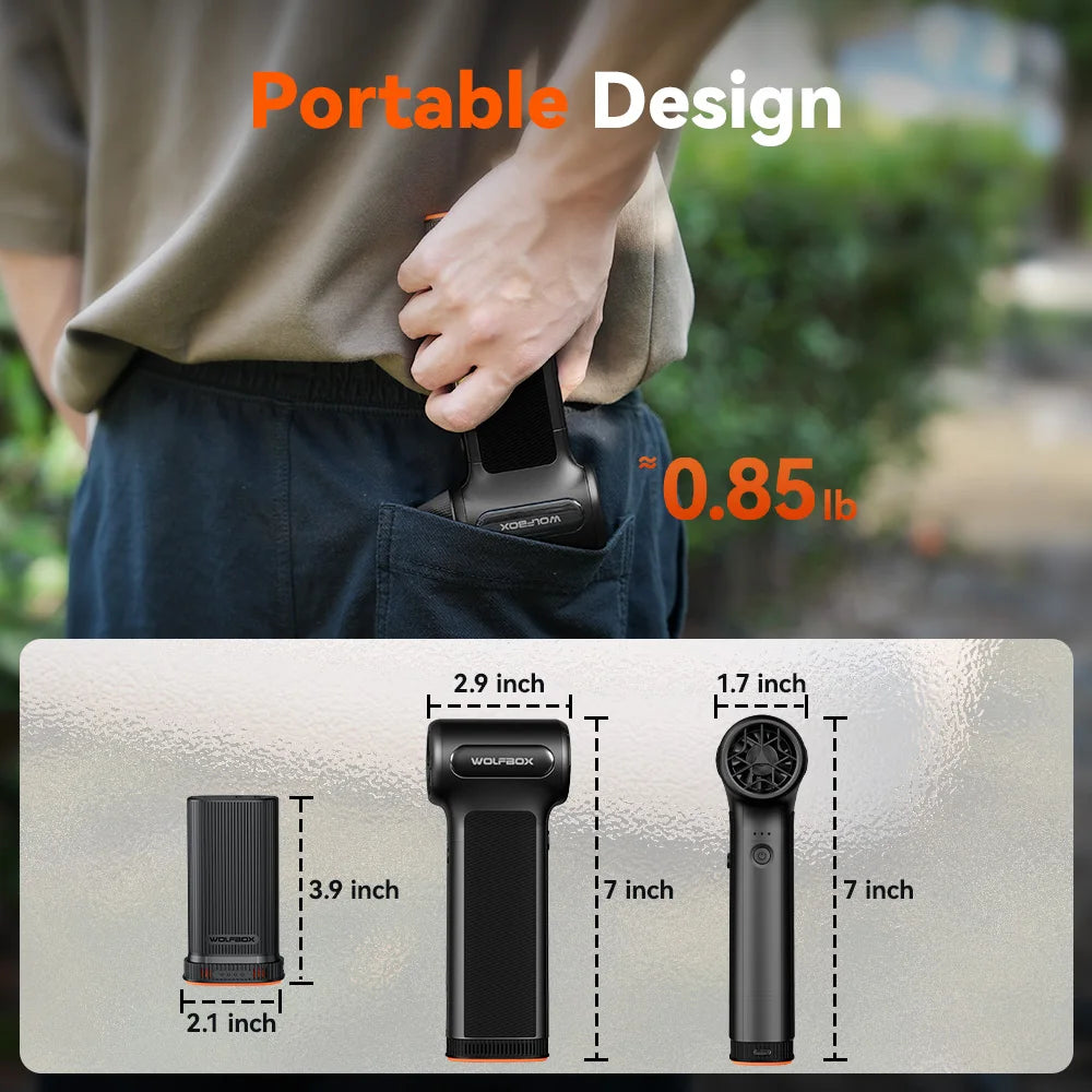 WOLFBOX DF200 Electric Powerful Fan Duster Wireless Air Blower Air Duster 3-Speed Adjustable Portable Fan for Car/Home/Outdoor