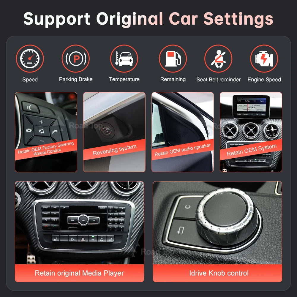 RoadTop Wireless CarPlay Android Auto Car Multimedia Linux Touch Screen for Mercedes Benz A B CLA GLA W176 W246 2013-2015 NTG4.5
