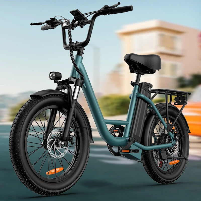 1000W 20x3" Fat Tire Electric Bike 48V 13Ah Removable Battery 28MPH 7-Speed Gears Dual Disc Brakes Adult Moped for Off-Road City