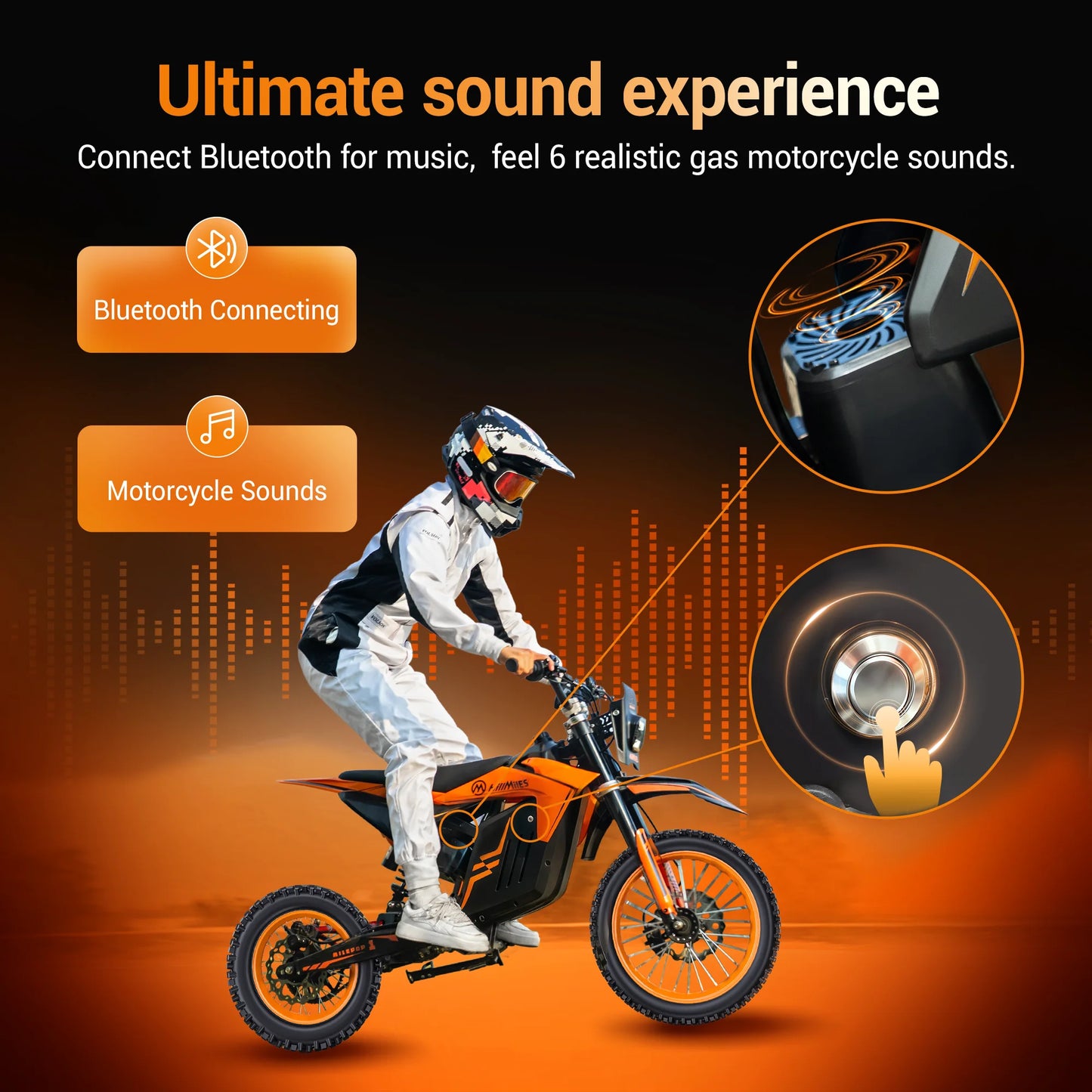 HillMiles MilePop Electric Dirt Bike Teens Adults, 2000W 48V E-Bike with Dual Suspension, Hydraulic Brakes, Off-Road Tires