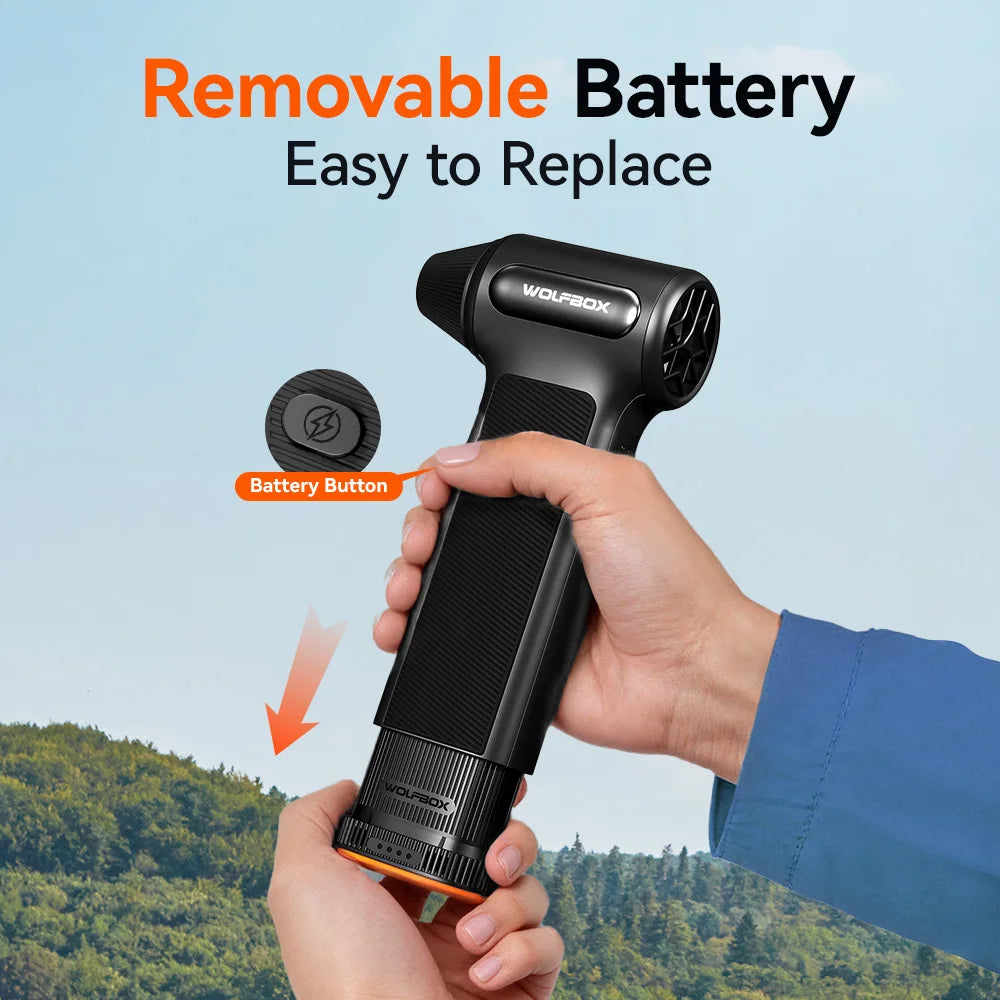 WOLFBOX DF200 Electric Powerful Fan Duster Wireless Air Blower Air Duster 3-Speed Adjustable Portable Fan for Car/Home/Outdoor