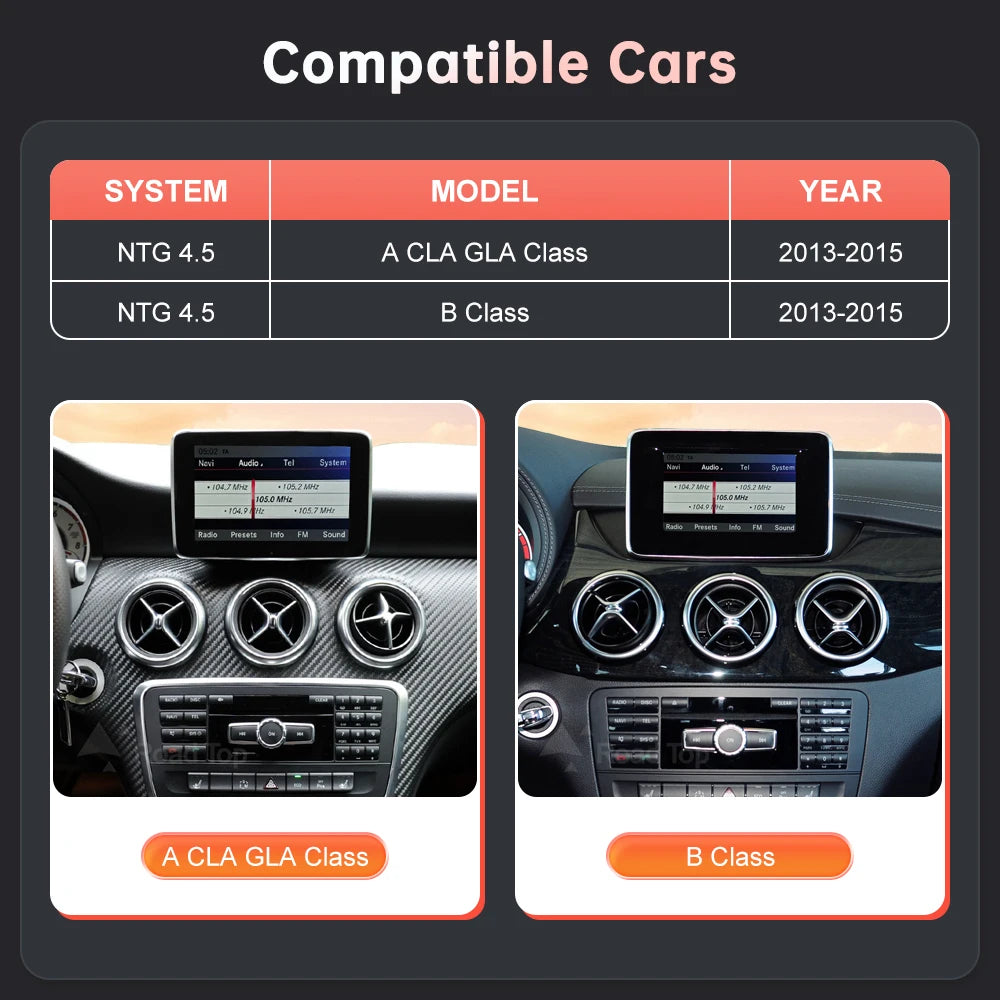 RoadTop Wireless CarPlay Android Auto Car Multimedia Linux Touch Screen for Mercedes Benz A B CLA GLA W176 W246 2013-2015 NTG4.5