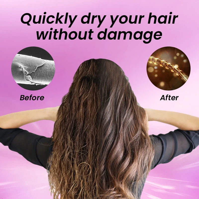 VoluVibe Professional Ionic Hair Dryer, Powerful Fast Drying Low Noise Blow Dryer with 2 Concentrator Nozzle 1 Diffuser Attachme