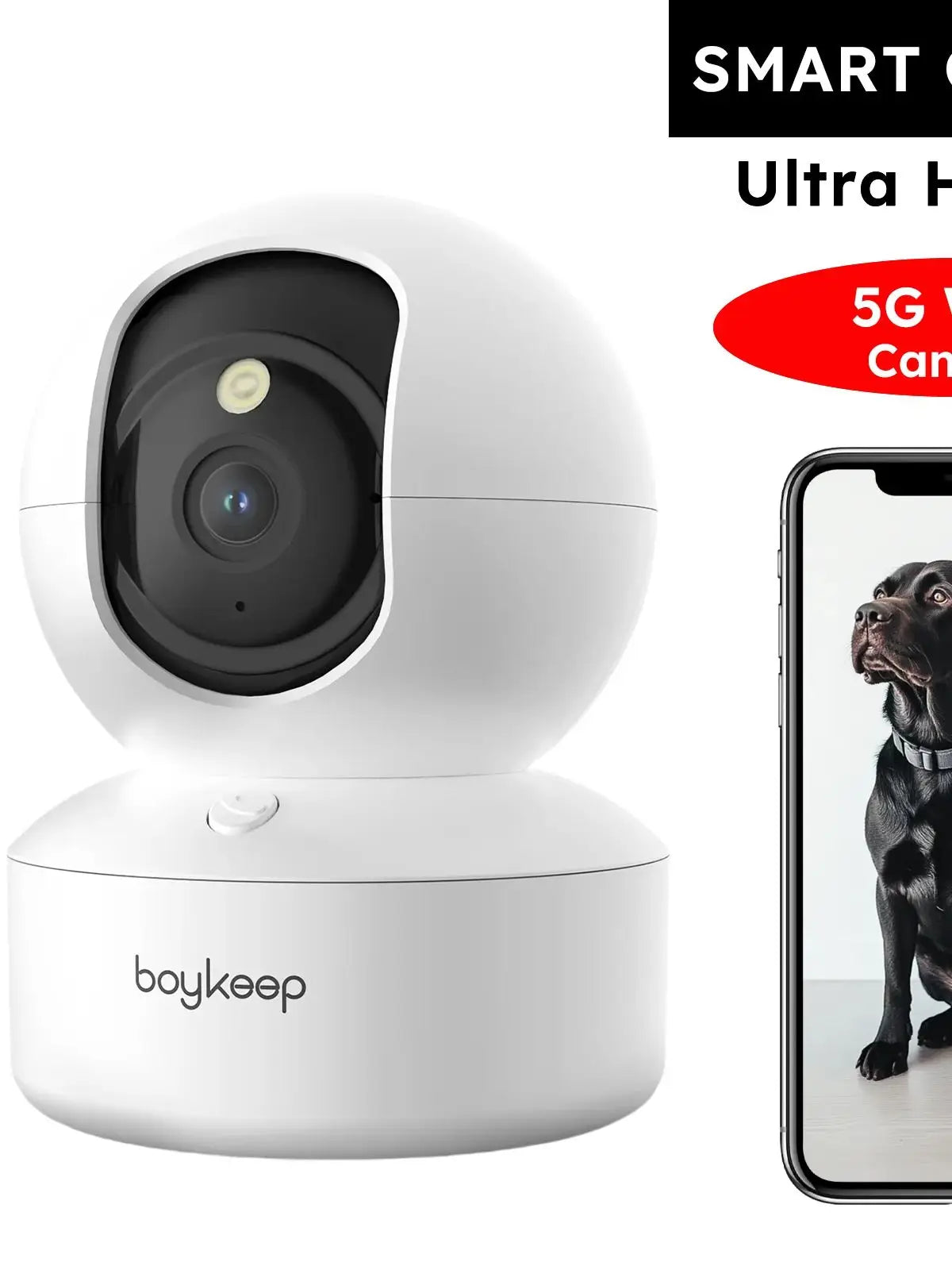 BoyKeep 3MP 5G/2.4GHz WiFi Indoor Home Security IP Smart Baby Monitor Camera Automatic Tracking 24/7 Video Surveillance Camera