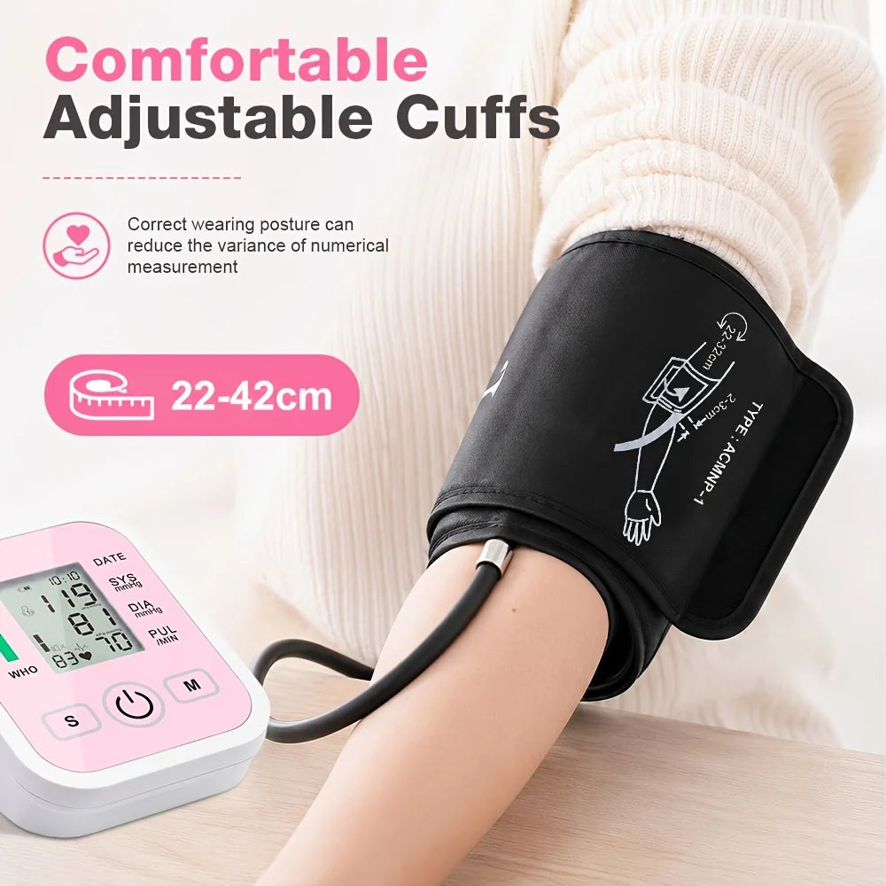 Blood Pressure Monitor Upper Arm Smart Automatic Sphygmomanometer Heart Rate Pulse Meter Digital LCD Large Screen Tensiometro Arterial VROVIRE Electronic Blood Pressure Machine Type-C Dual Users 22-42cm Large Cuff Medical Hea