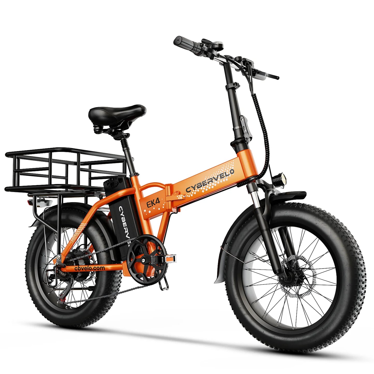 1000W Electric Bike for Adults Cybervelo EK4 Folding 48V 20.8Ah/50Ah 30+MPH 80Miles 20" Fat Tire 7-Speed Off Road E-bike